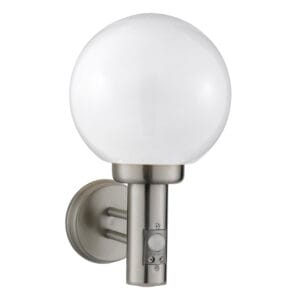 Searchlight Orb Outdoor Wall Light Stainless Steel White Shade
