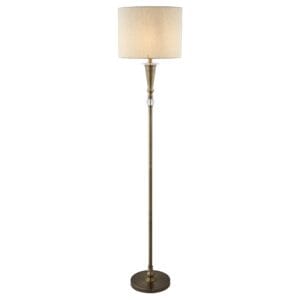 Searchlight Oscar Floor Lamp Antique Brass Metal & Linen