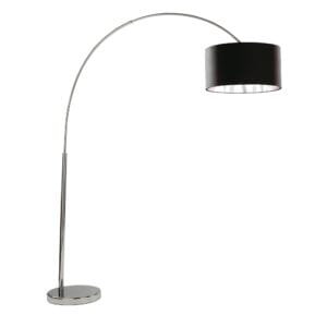 Searchlight Giant Arc Floor Lamp Chrome Metal & Black Fabric Shade