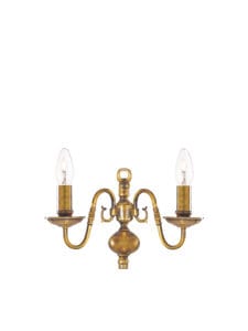 Searchlight Flemish 2Lt Wall Light Solid Brass Metal