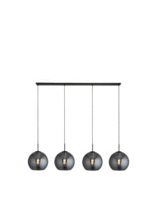 Searchlight Amsterdam 4Lt Bar Pendant Black Metal & Smoked Glass