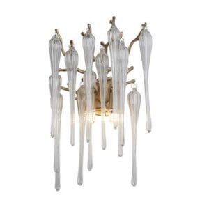 Searchlight Heritage 2Lt Wall Light Gold Metal and Clear Glass Drops