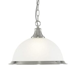 Searchlight American Diner Pendant Silver & Acid Glass