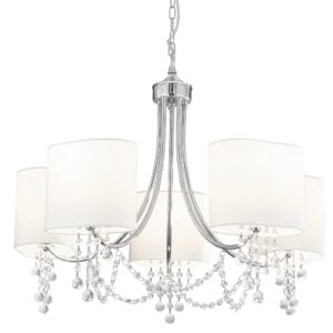 Searchlight Nina 5Lt Pendant Chrome Crystal & Fabric Shades