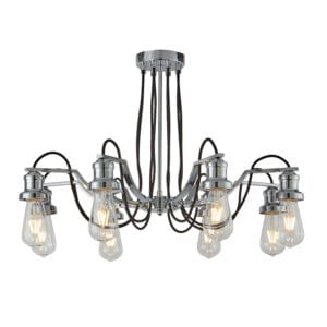 Searchlight Olivia 8Lt Pendant Chrome & Black Braided Cable