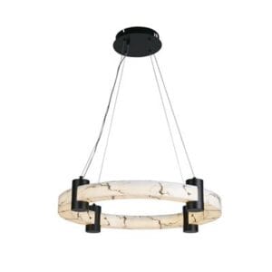 Searchlight Moonbeam LED Pendant Black Metal & Marbleised Resin