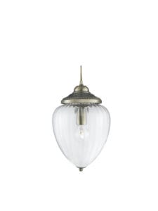 Searchlight Moscow Pendant Antique Brass Metal & Ribbed Glass