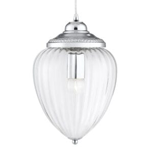 Searchlight Moscow Pendant Chrome Metal & Ribbed Glass