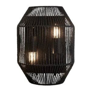 Searchlight Wicker 2Lt Wall Light Matt Black Metal & Black Rope Shade