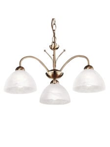 Searchlight Milanese 3Lt Pendant Antique Brass Metal & Alabaster Glass