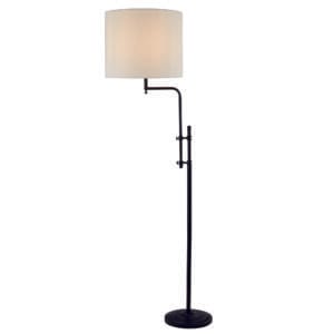 Searchlight Munich Floor Lamp Matt Black Metal & Natural Linen Shade
