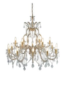Searchlight Marie Therese 18Lt ChandelierPolished Brass & Clear Crystal