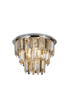 Searchlight Clarissa 5Lt Flush Chrome & Clear Smoked & Amber Glass