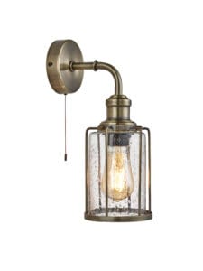 Searchlight Pipes Wall Light Antique Brass Metal & Seeded Glass