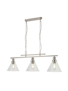 Searchlight Pyramid 3Lt Bar Pendant Satin Silver Metal & Glass
