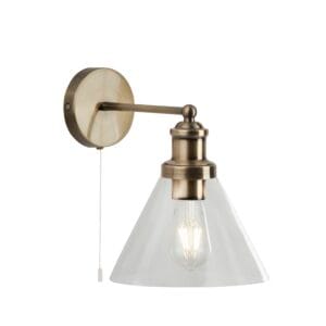 Searchlight Pyramid Wall Light Antique Brass Metal & Glass