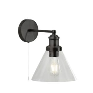 Searchlight Pyramid Wall Light Black Metal & Glass