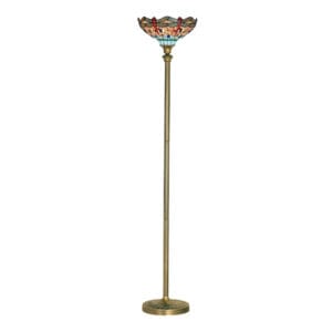Searchlight Dragonfly Floor Lamp Antique Brass & Stained Glass