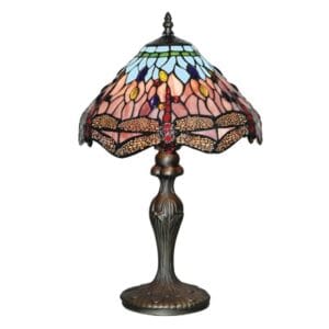 Searchlight Dragonfly Table Lamp Antique Brass & Stained Glass