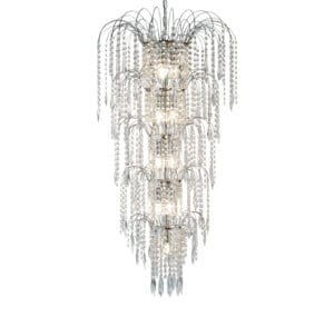 Searchlight Waterfall 13Lt Chandelier Chrome Metal & Crystal