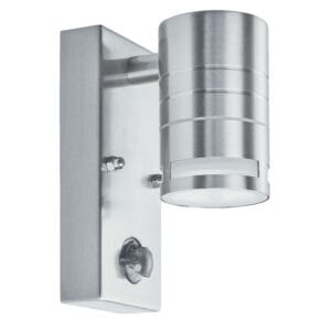 Searchlight Metro Outdoor Wall Light with PIR Stainless Steel & Glass