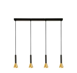 Searchlight Signal 4Lt Bar Pendant Black & Gold Metal