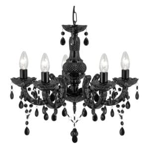 Searchlight Marie Therese 5Lt Pendant Black Glass & Acrylic