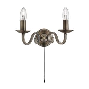 Searchlight Richmond 2Lt Wall Light Antique Brass Metal