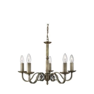 Searchlight Richmond 5Lt Pendant Antique Brass Metal