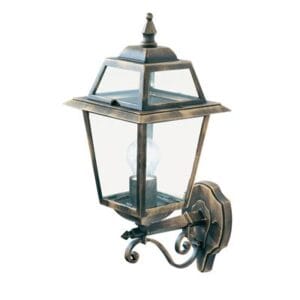 Searchlight New Orleans Outdoor Wall Light Black Gold Clear Glass IP44