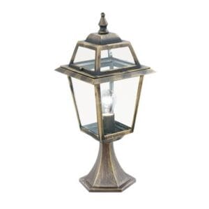 Searchlight New Orleans Outdoor Post Aluminium Black Gold & Glass IP44