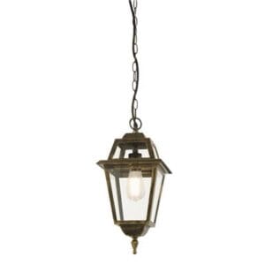 Searchlight New Orleans Pendant Lantern Black Gold & Glass IP44