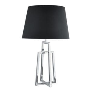 Searchlight York Table Lamp Chrome Base & Black Tapered Shade