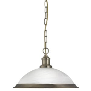 Searchlight Bistro Pendant Antique Brass Metal & Acid Glass