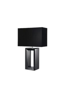 Searchlight Mirror Table Lamp Smoked Mirrored Glass & Black Faux Silk