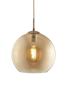 Searchlight Balls Pendant Antique Brass Metal & Amber Glass