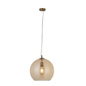 Searchlight Balls Pendant Antique Brass Metal & Amber Glass