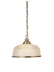 Searchlight Bistro II Pendant Antique Brass & Holophane Style Glass