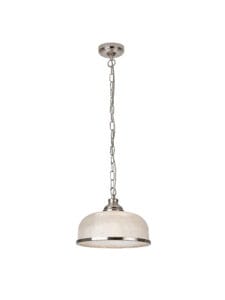 Searchlight Bistro II Pendant Satin Silver & Holophane Style Glass