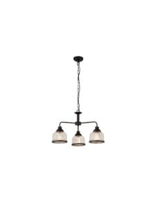 Searchlight Highworth 3Lt Pendant Black Metal & Holophane Style Glass