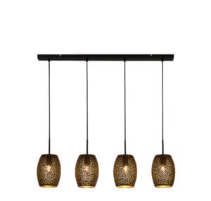 Searchlight Laser 4Lt Bar Pendant Black & Gold Laser Cut Metal