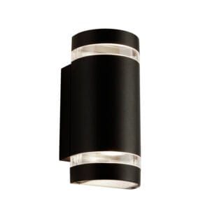 Searchlight Sheffield Outdoor 2Lt Wall Light Black Glass & Polycarb