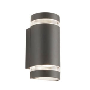 Searchlight Sheffield Outdoor 2Lt Wall Light Grey Glass & Polycarb
