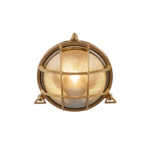 Searchlight Bulkhead Oval Outdoor Light Solid Brass & Ribbed Glass