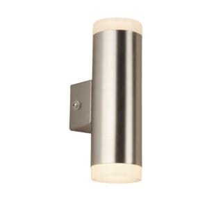 Searchlight Metro Outdoor Wall Light Satin Silver Metal & Glass