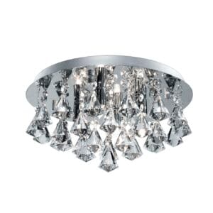 Searchlight Hanna 4Lt Flush Chrome Metal & Clear Crystal