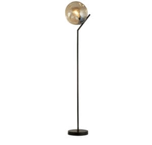 Searchlight Punch Floor Lamp Black Metal & Champagne Punched Glass