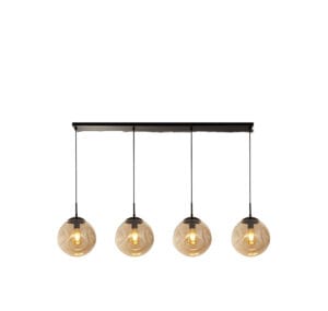 Searchlight Punch 4Lt Bar Pendant Black Metal & Champagne Punched Glass