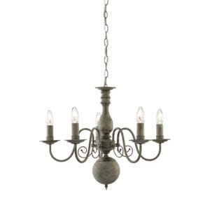 Searchlight Greythorne 5Lt Pendant Textured Grey Metal