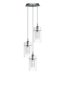 Searchlight Duo I 3Lt MultiDrop Pendant Chrome Metal & Double Glass